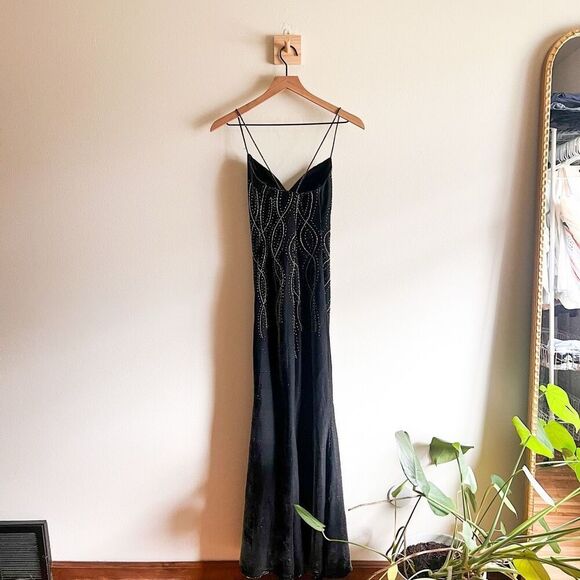 Tiffany Designs 100% Silk Black Beaded Dress Size 4 - Picture 6 of 9